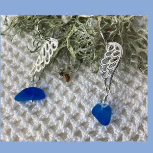 Angel wings sea glass earrings