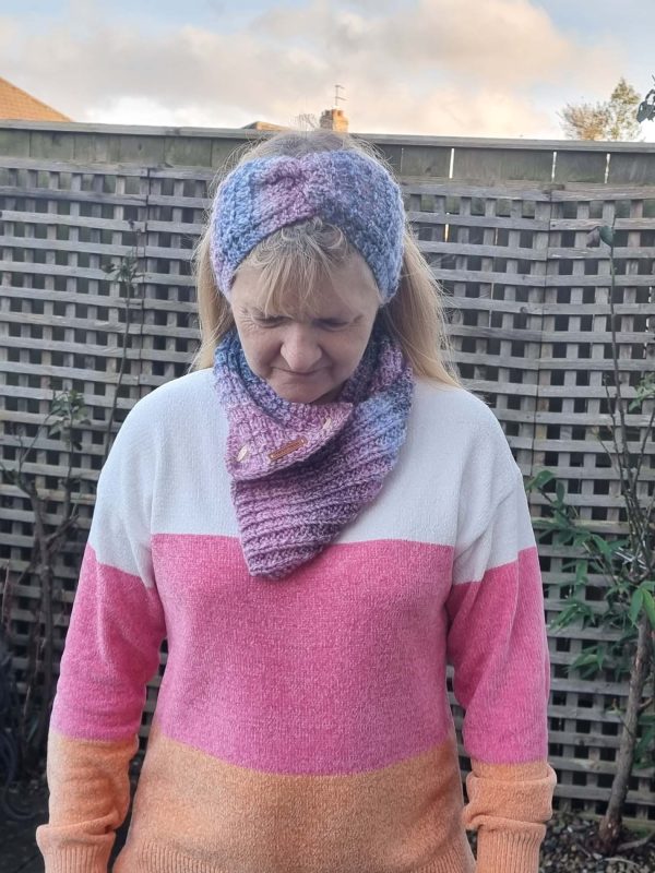 Headband and matching Button wrap Scarf